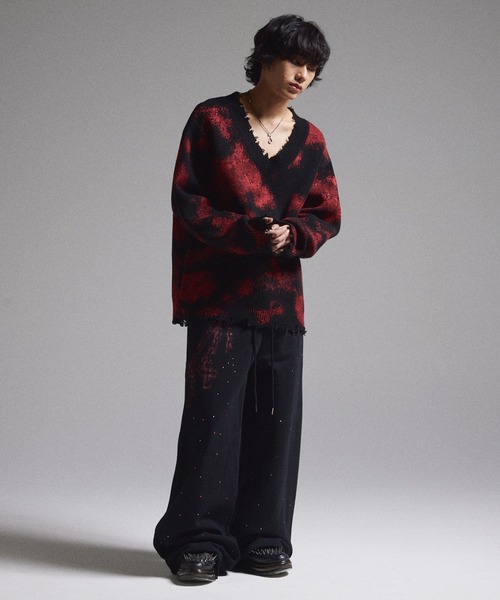 GRANCY（グランシー）の「【GRANCY】Spray Damaged V-neck Wool Knit