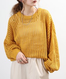 メッシュニット」に該当するニット/セーター（イエロー/黄色系