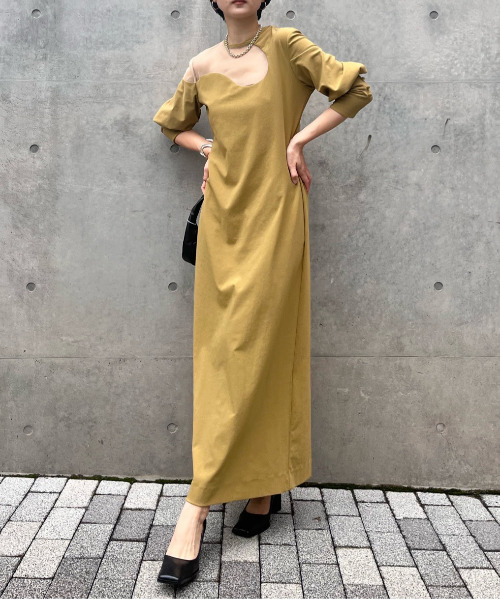 Ameri（アメリ）の「LAKE CURVE TRICOT RIB DRESS（ワンピース）」 - WEAR