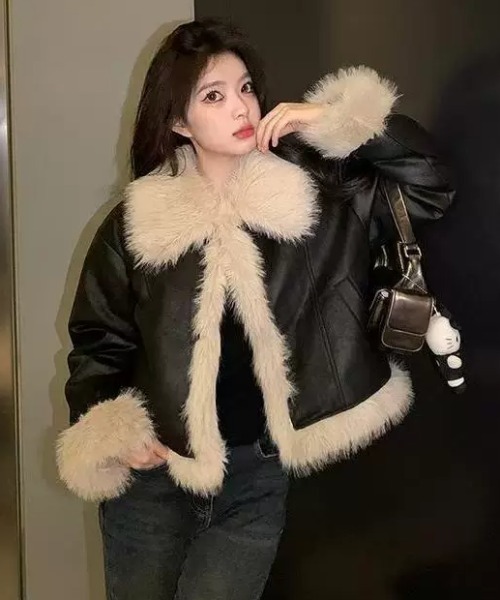 Y2K ファー フェイクムートン ジャケット（ムートンコート）｜gossip