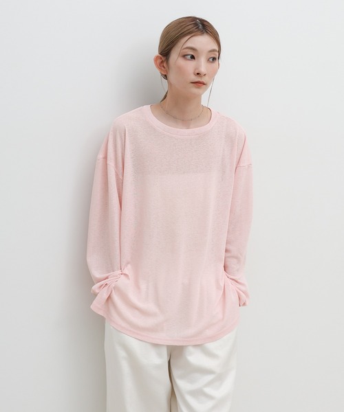 セール】スラブシアークルーネックトップス（Tシャツ/カットソー