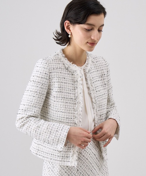 ANAYI（アナイ）の「ミックスツィードノーカラー ジャケット（ノー