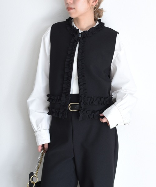 フリルトリミングボンディングベスト Eimee Law│Eimee Law & LHELBIE