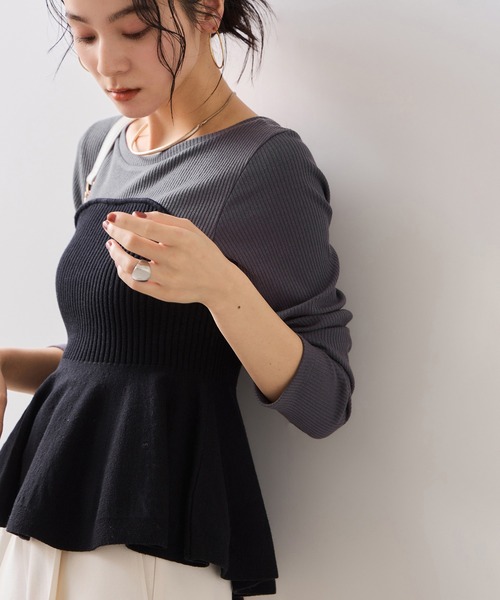 ペプラムニットドッキングプルオーバー（ニット/セーター）｜VIS（ビス