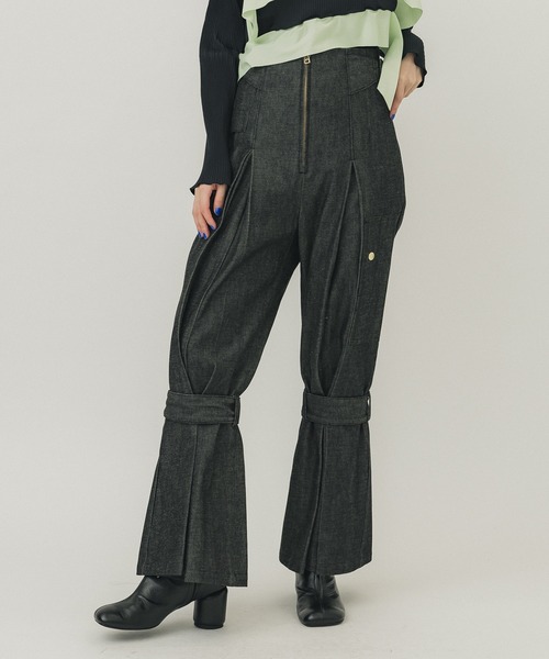 AKIKOAOKI/アキコアオキ】フロントジップボンテージデニム（デニム