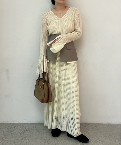 セール】LADY CROCHET KNIT DRESS（ワンピース）｜Ameri（アメリ）の