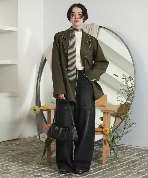 セール】cut off double jacket / カットオフダブルジャケット