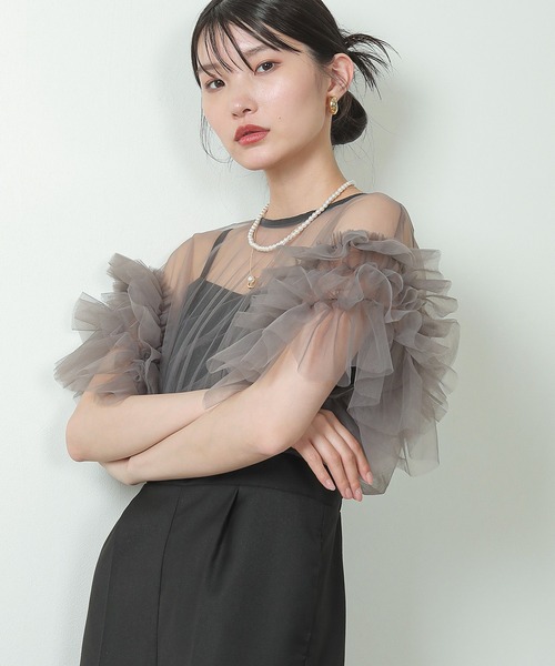 セール】チュール ティアードフリル ハイウエスト ワンピース