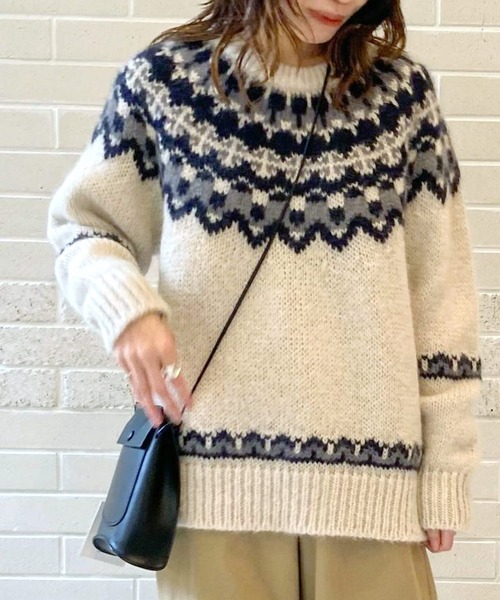 セール】【BATONER】MOHAIR NORDIC CREW NECK（ニット/セーター