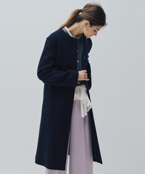 CELFORD（セルフォード）の「カシミア混ノーカラーコート（ノーカラー