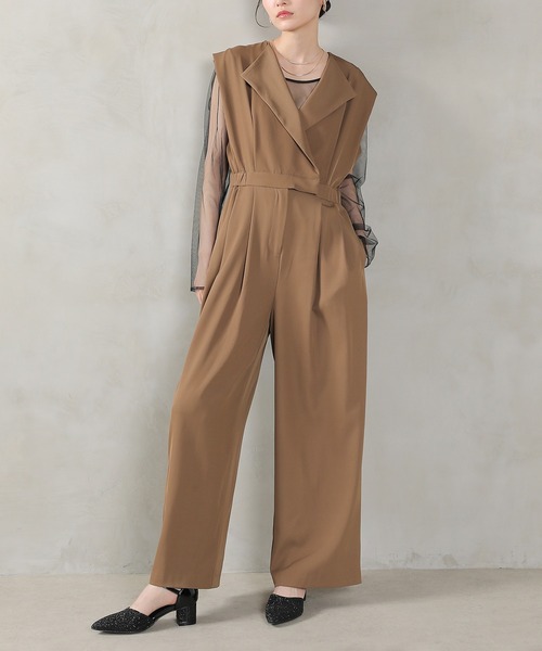 セール】シアートップス スタンドアウトカラー オールインワン パンツ