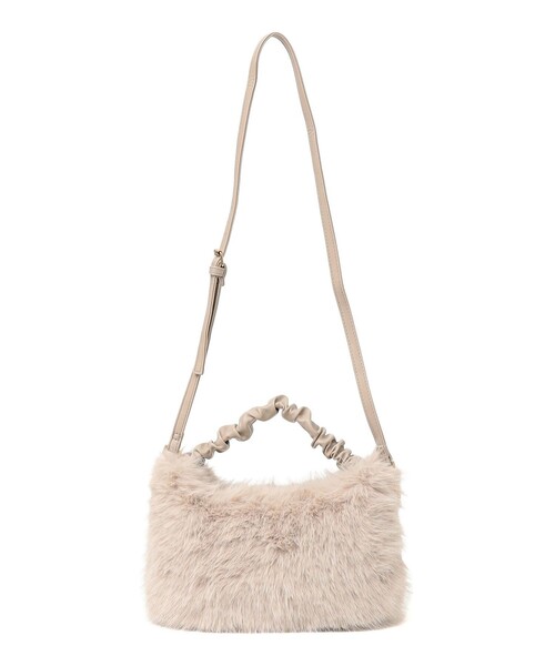 SHIPS any: 2WAY フェイクファー ギャザー ショルダー バッグ
