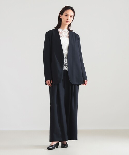 ATON / ウールトロピカル ノーカラー ジャケット（ノーカラー