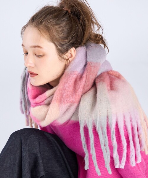 WEB限定 ブロックチェック ストール（マフラー）｜To b. by agnes b