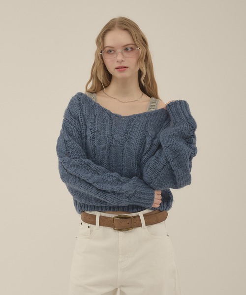 hazyl（ヘイジル）の「cable loose knit / ケーブルルーズニット