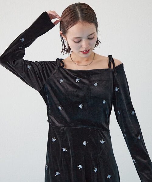 セール】[森川企画]フラワーベロアワンピース（ワンピース）｜mystic