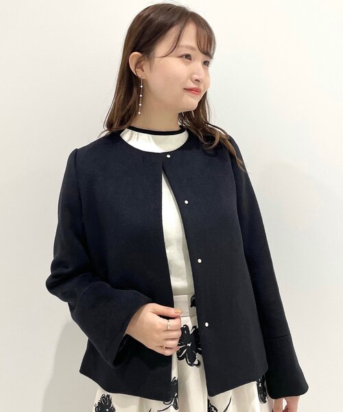 index（インデックス）の「◇カシミヤ混ノーカラーショートコート【WEB