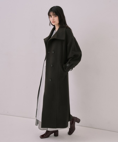 残りわずか！】スタンドカラーロングコート｜オフィスカジュアル
