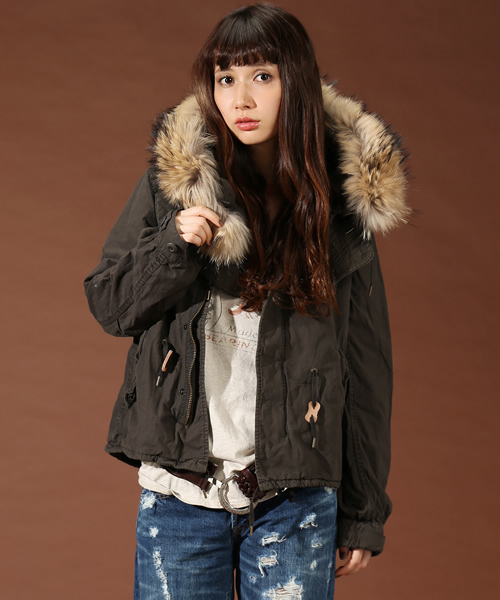 goa（ゴア）の「ラクーンファー付 硫化ショートモッズコート（モッズ