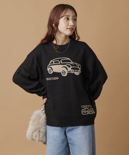 セール】限定展開 リラックスフィット ジャカード クルーネック ニット