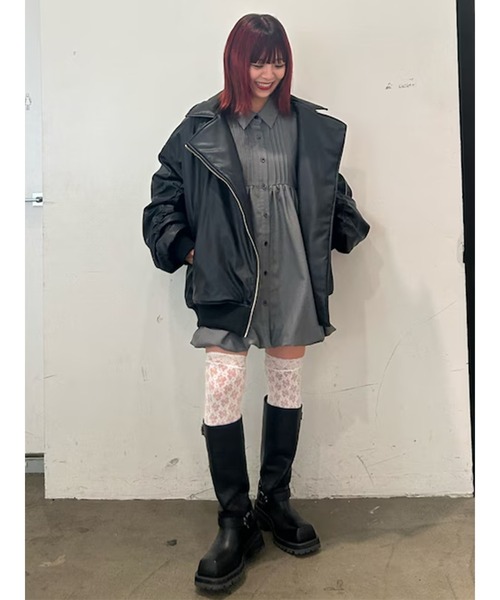 jouetie（ジュエティ）の「フェイクレザーライダースMA-1ジャケット