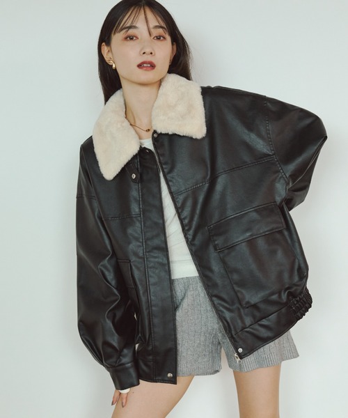 レザージャケット/ファー取り外し可能（ライダースジャケット