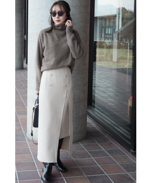 セール】【ZOZO限定】ディープスリットラップ風スカート（スカート