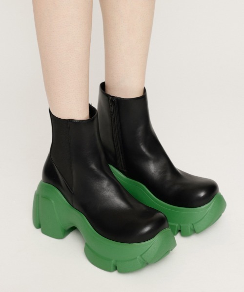 セール】COLOR SOLE SHORT BOOTS カラー ソール ショート ブーツ 厚底