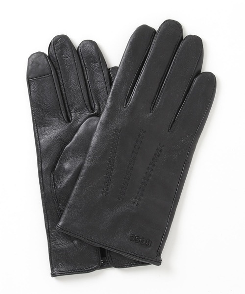 BOSS（ボス）の「レタリングロゴ＆ウールブレンドライニング レザー