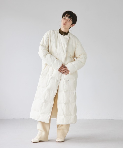 トゥデイフル ノーカラーキルティングダウンコート36 TODAYFUL