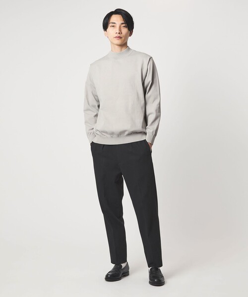 セール】A+ ポリエステル モックネック ニット -ウォッシャブル