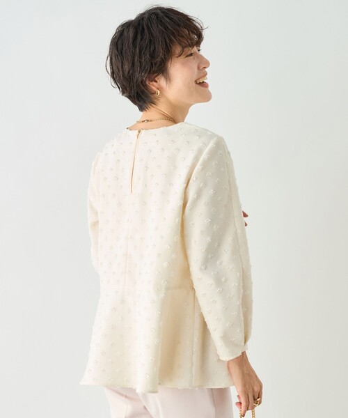 セール】ドットカットジャガードペプラムブラウス（シャツ/ブラウス