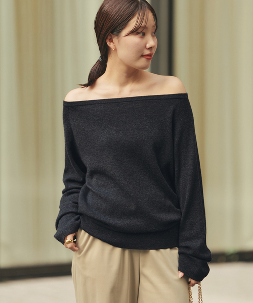 追加》Off shoulder slit ニット 2（ニット/セーター）｜Plage