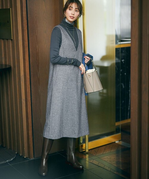 セール】シルクネップツイード ジャンパースカート（ワンピース）｜23