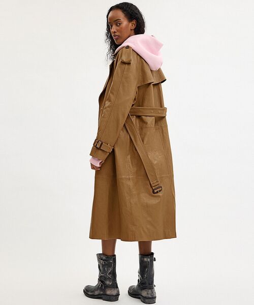 COACH（コーチ）の「レザー ダブル ブレステッド トレンチ コート