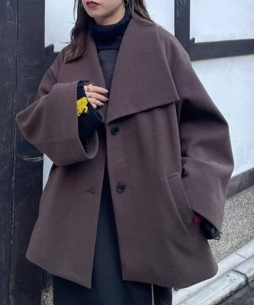 HARE（ハレ）の「ウーリーテックビッグカラーミドルコート(HARE