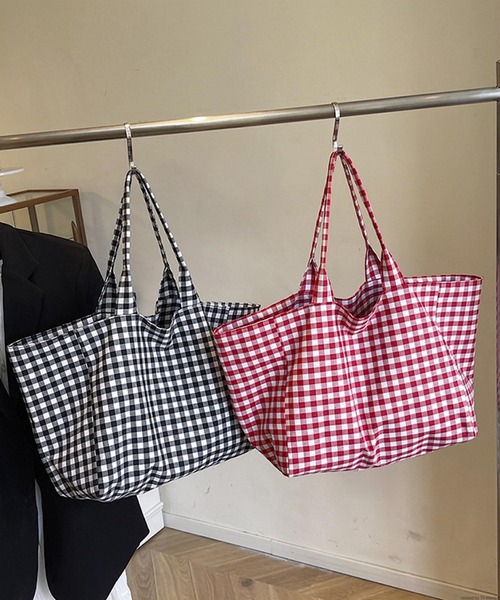 セール】Liaa/大容量 ギンガムチェック トートバッグ A18742（トート