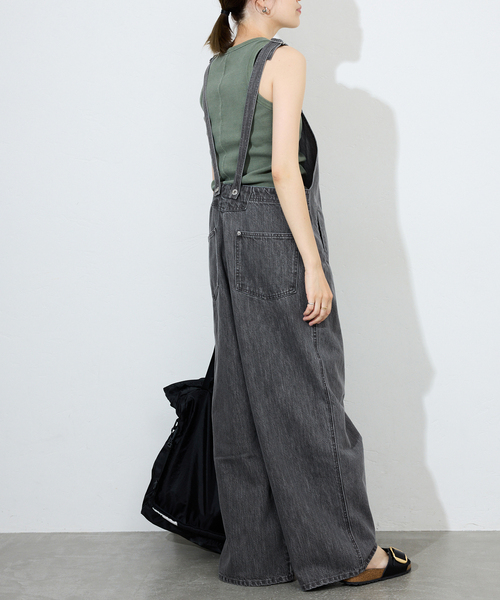 SLOBE IENA（スローブイエナ）の「LE DENIM BARE BK サロペット