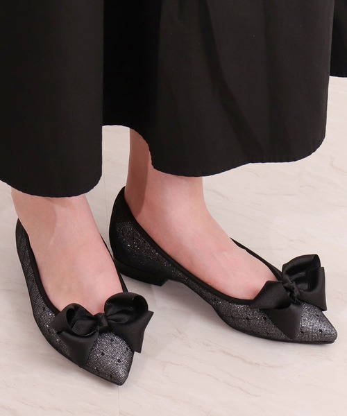 セール】ビッグリボンフラットシューズ（バレエシューズ）｜artemis by