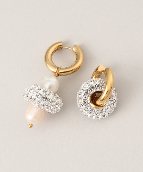TIMELESS PEARLY/タイムレスパーリー】Crystal and pearl：ピアス（両