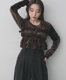 セール】『洗濯可』フリルビスチェセットベロアトップ（Tシャツ