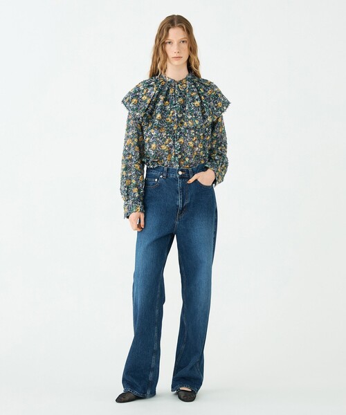 セール】ラメカットジャカード ワイドカラーブラウス（シャツ/ブラウス