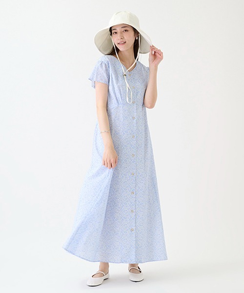 セール】【リンク】前あき柄ワンピース(レディース)（シャツワンピース