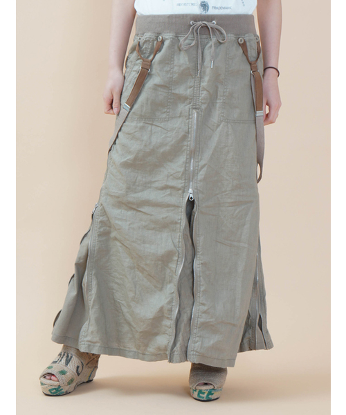 goa（ゴア）の「サスペンダー付き綿麻カーゴロングスカート（スカート