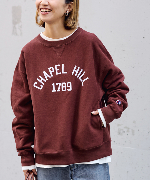 Champion 別注リバースウィーブ ロゴスウェットポケットプルオーバー