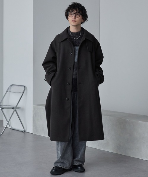 【試着程度】SOVEREIGN ソフトメルトンラップコート ブラック L SOVEREIGN（ソブリン）の「＜SOVEREIGN（ソブリン）＞ ソフト メルトン