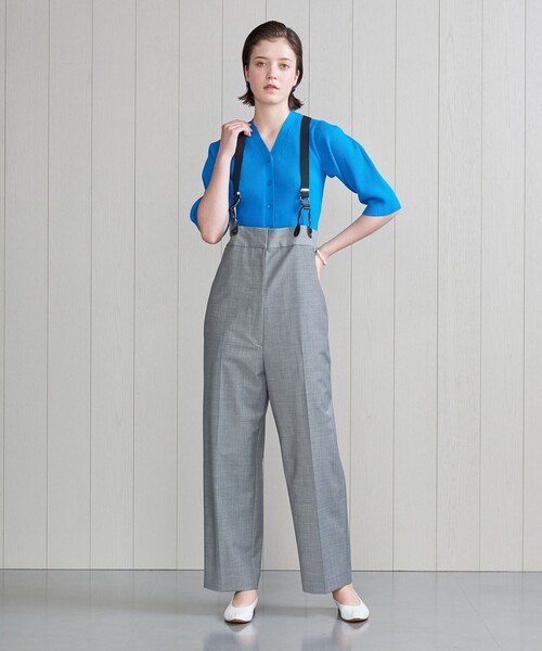 H＞トロピカルハイウエストサスペンダーパンツ（スラックス）｜H