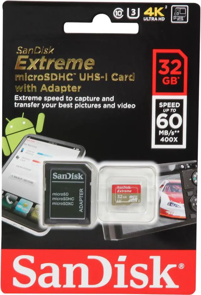 SanDisk Extreme 32GB microSDHC Flash Card with adapter - Global