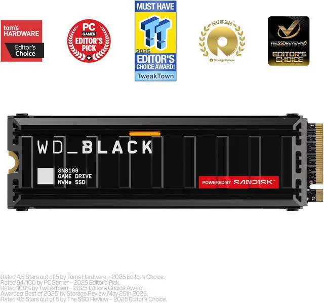 WD_BLACK SN8100 NVMe SSD - 2TB, With Heatsink, M.2 2280 PCI