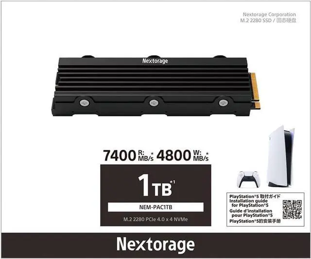 Nextorage Japan 1TB NEM-PAC PlayStation 5 SSD, M.2 NVMe with
